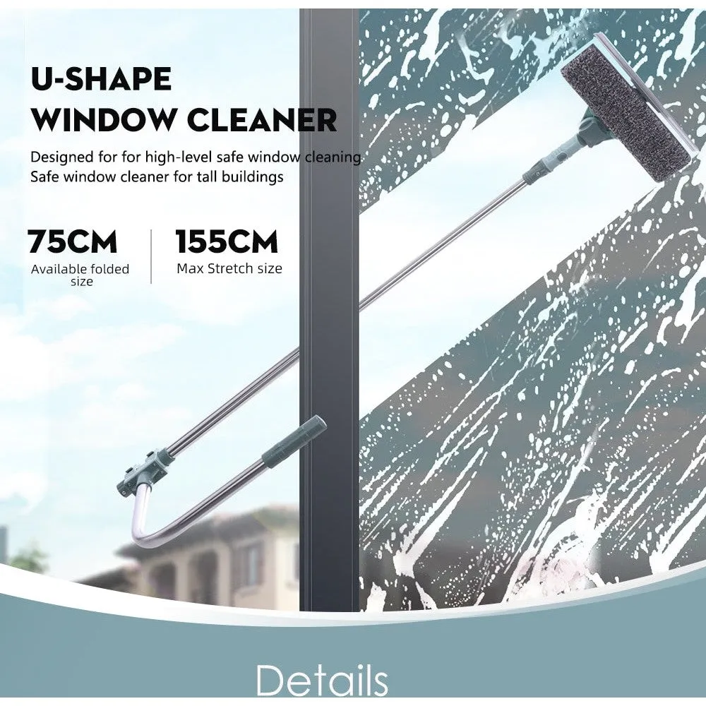 180 Rotatable Microfiber Extendable Glass Wiper Scrubber for High Window