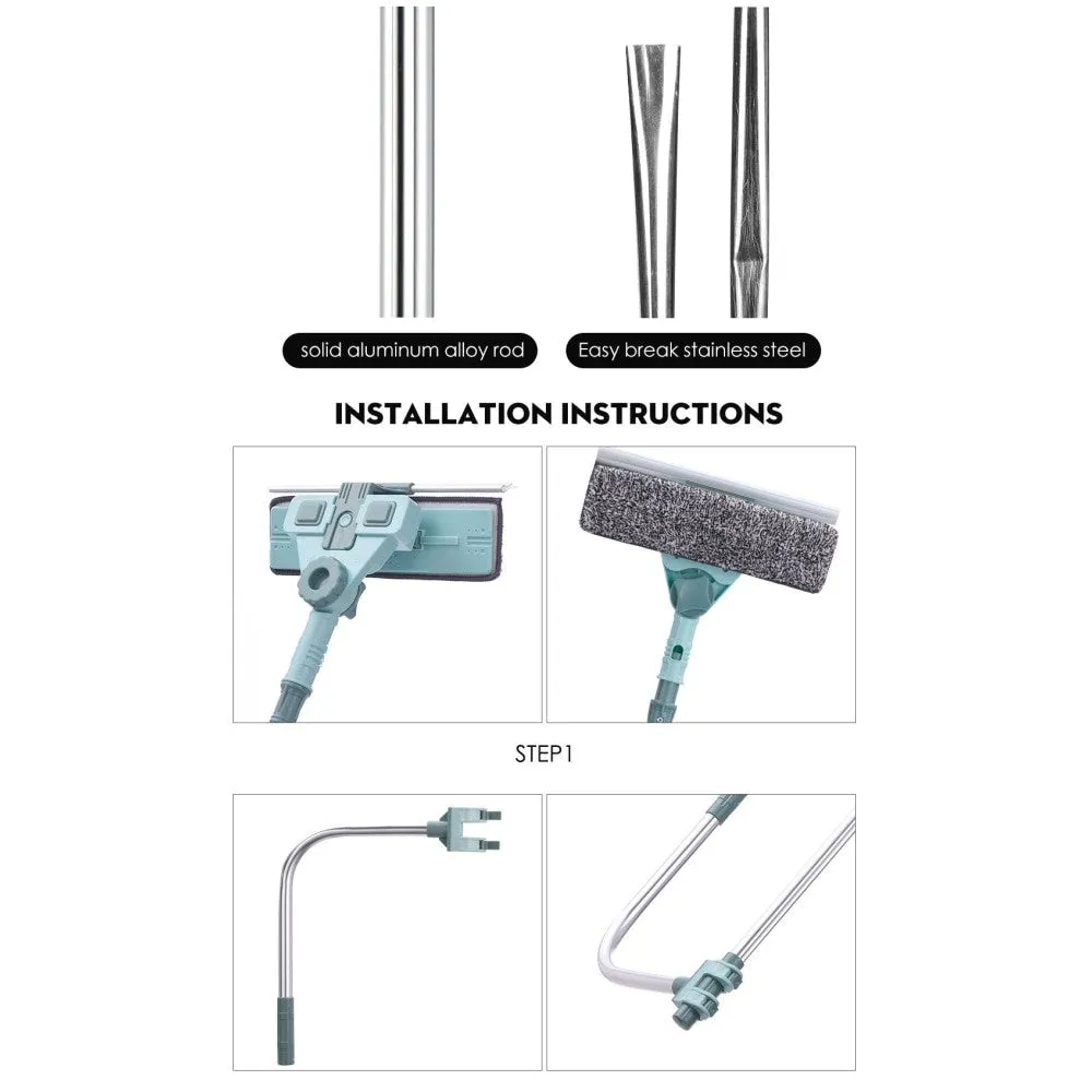 180 Rotatable Microfiber Extendable Glass Wiper Scrubber for High Window