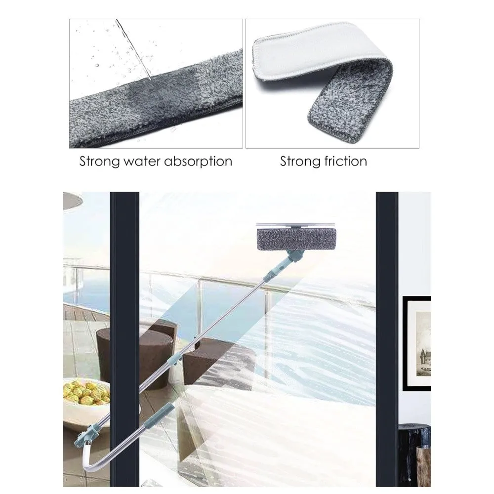 180 Rotatable Microfiber Extendable Glass Wiper Scrubber for High Window
