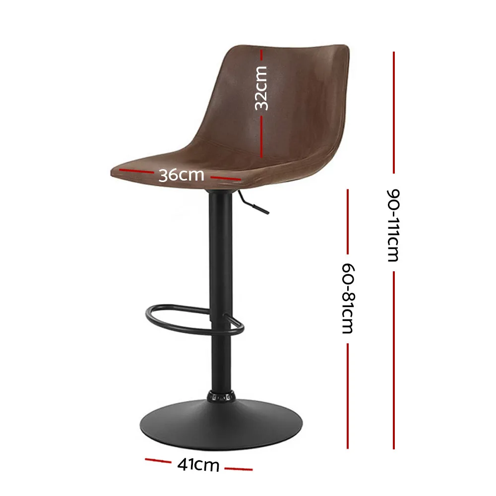 2 Pack Of Bar Stools With Gas Lift And Vintage Fabric Seats