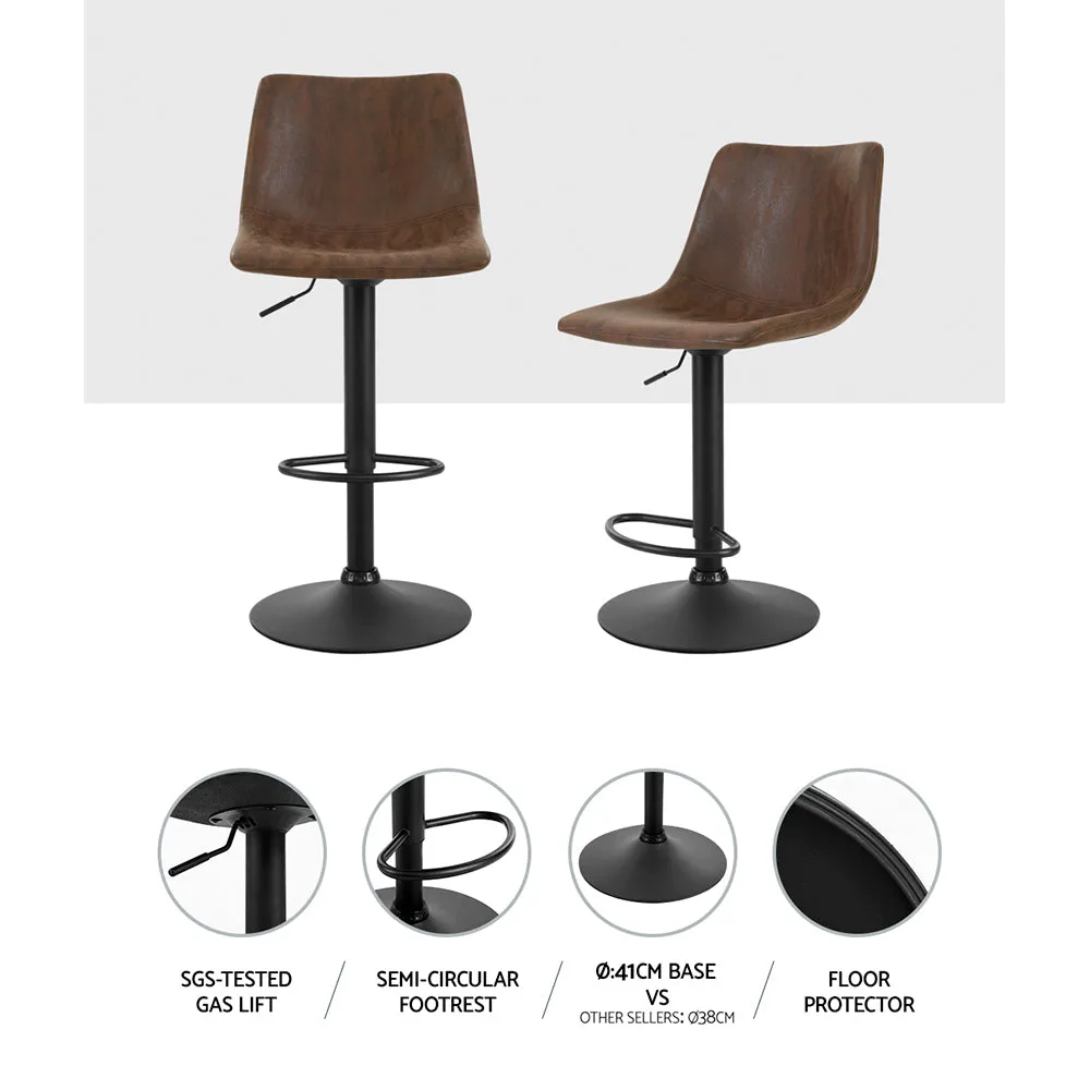 2 Pack Of Bar Stools With Gas Lift And Vintage Fabric Seats