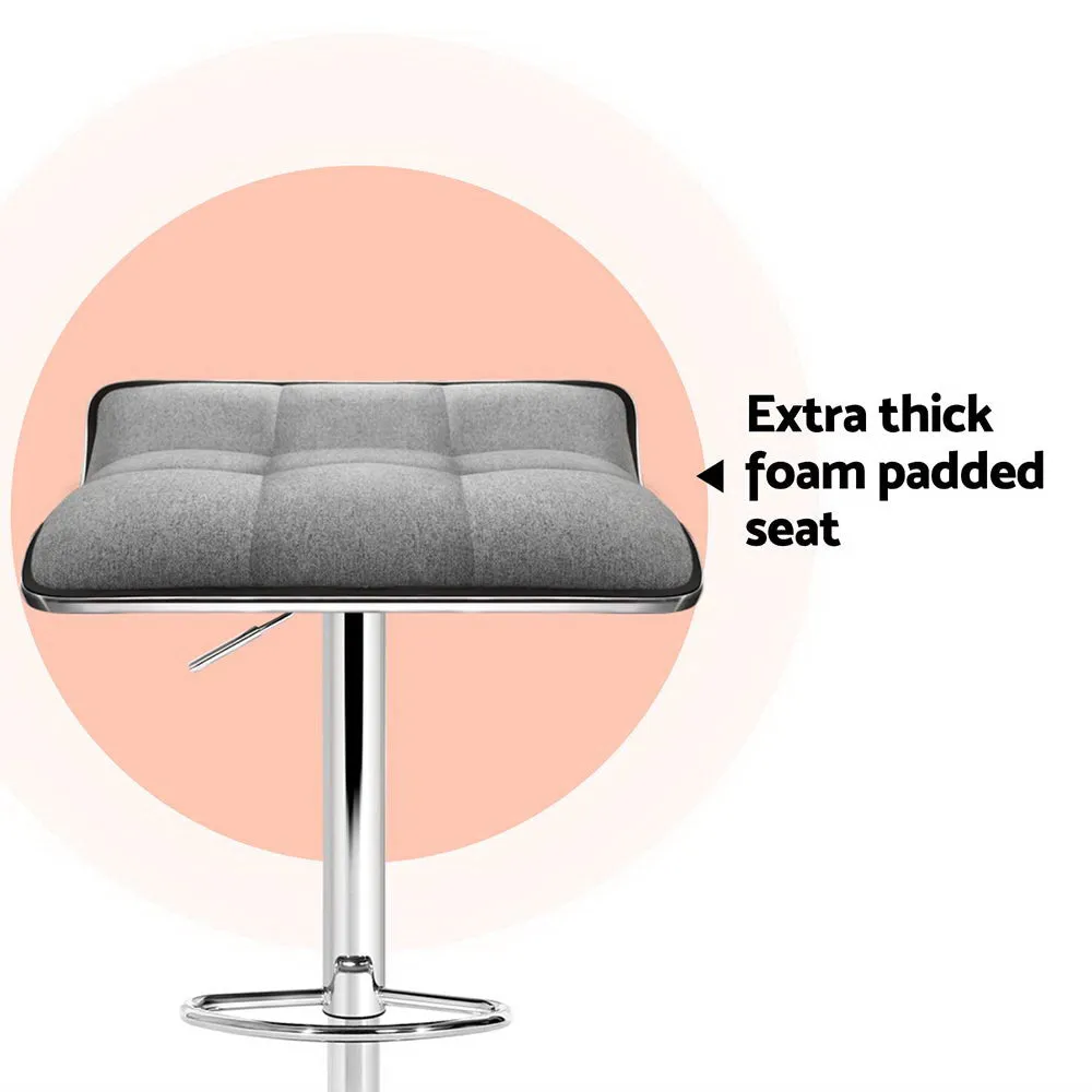 4x Bar Stools | Linen Padded | Gas Lift Adjustable | Modern Design