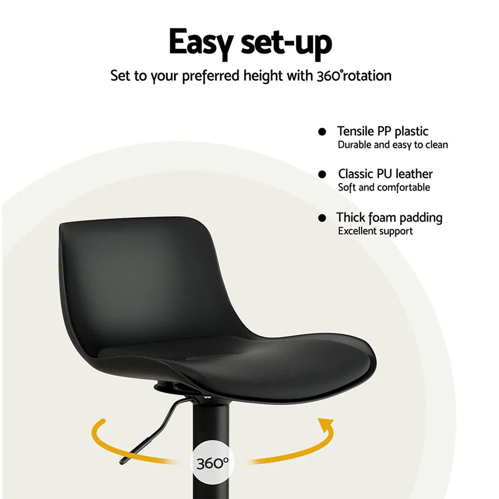 4x Bar Stools | Padded Seat | Gas Lift | Black Finish