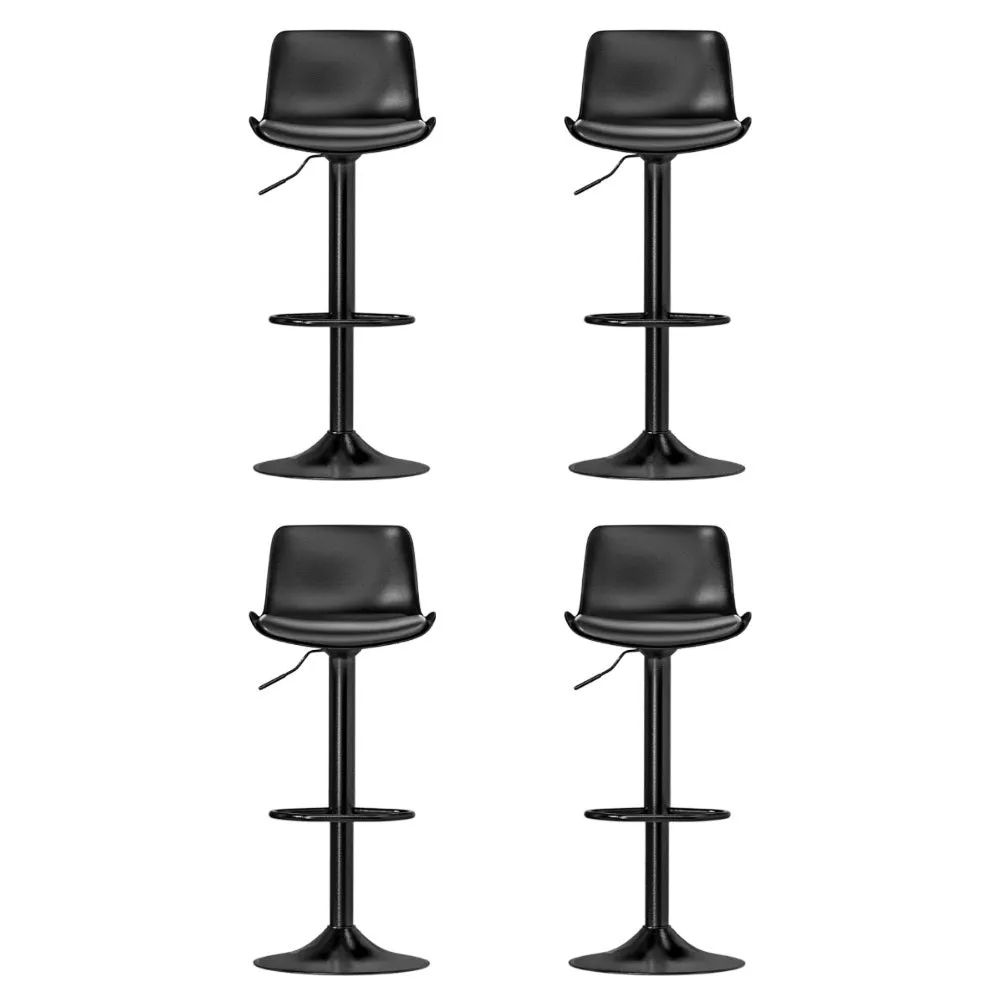 4x Bar Stools | Padded Seat | Gas Lift | Black Finish