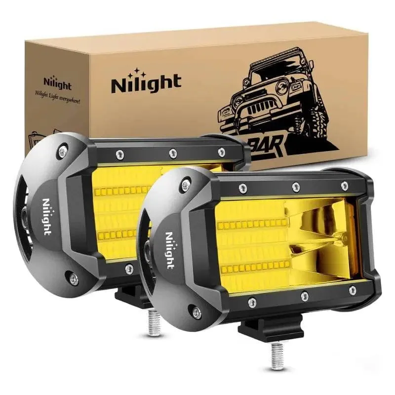 5.2 Inch 72W 10800LM Amber Double Row Flood Led Light Bars (Pair)
