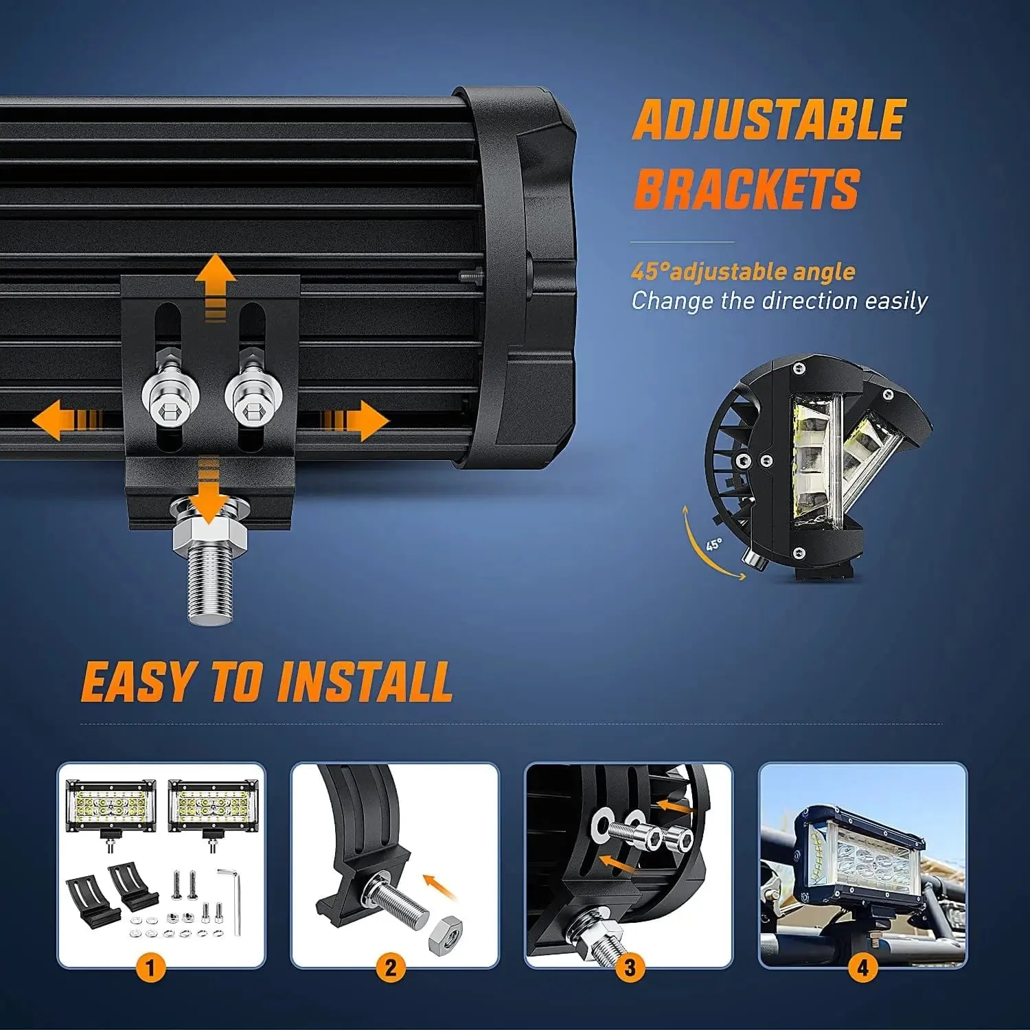 5.5 Inch 132W Side Shooter Quadruple Row Spot Flood LED Light Bars (Pair)