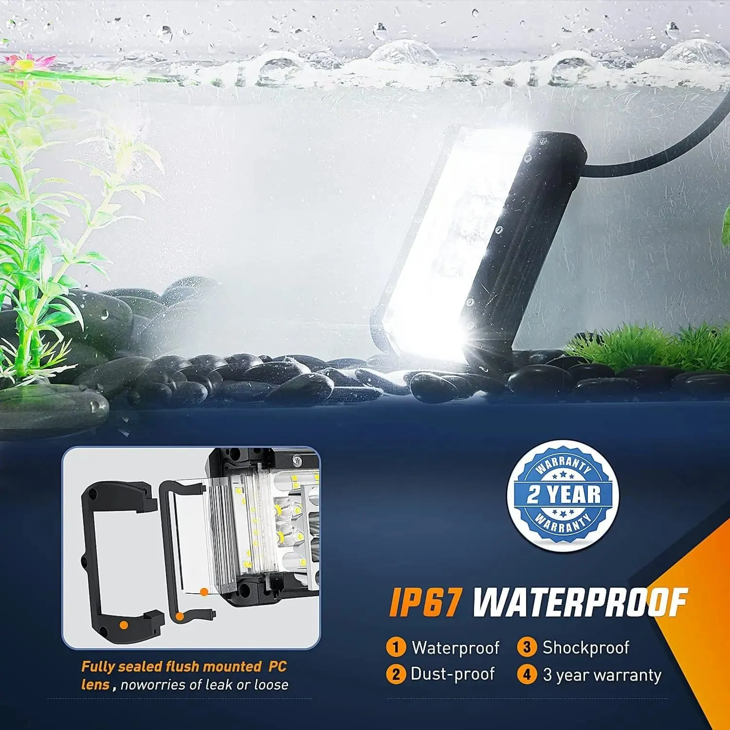5.5 Inch 132W Side Shooter Quadruple Row Spot Flood LED Light Bars (Pair)