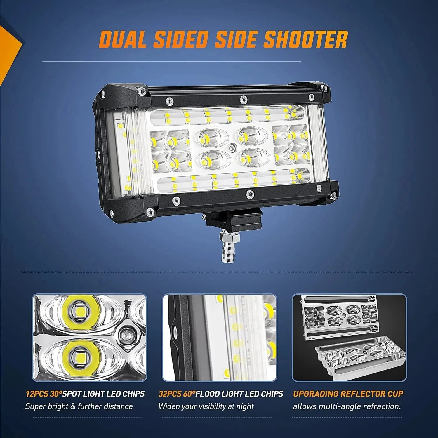 5.5 Inch 132W Side Shooter Quadruple Row Spot Flood LED Light Bars (Pair)