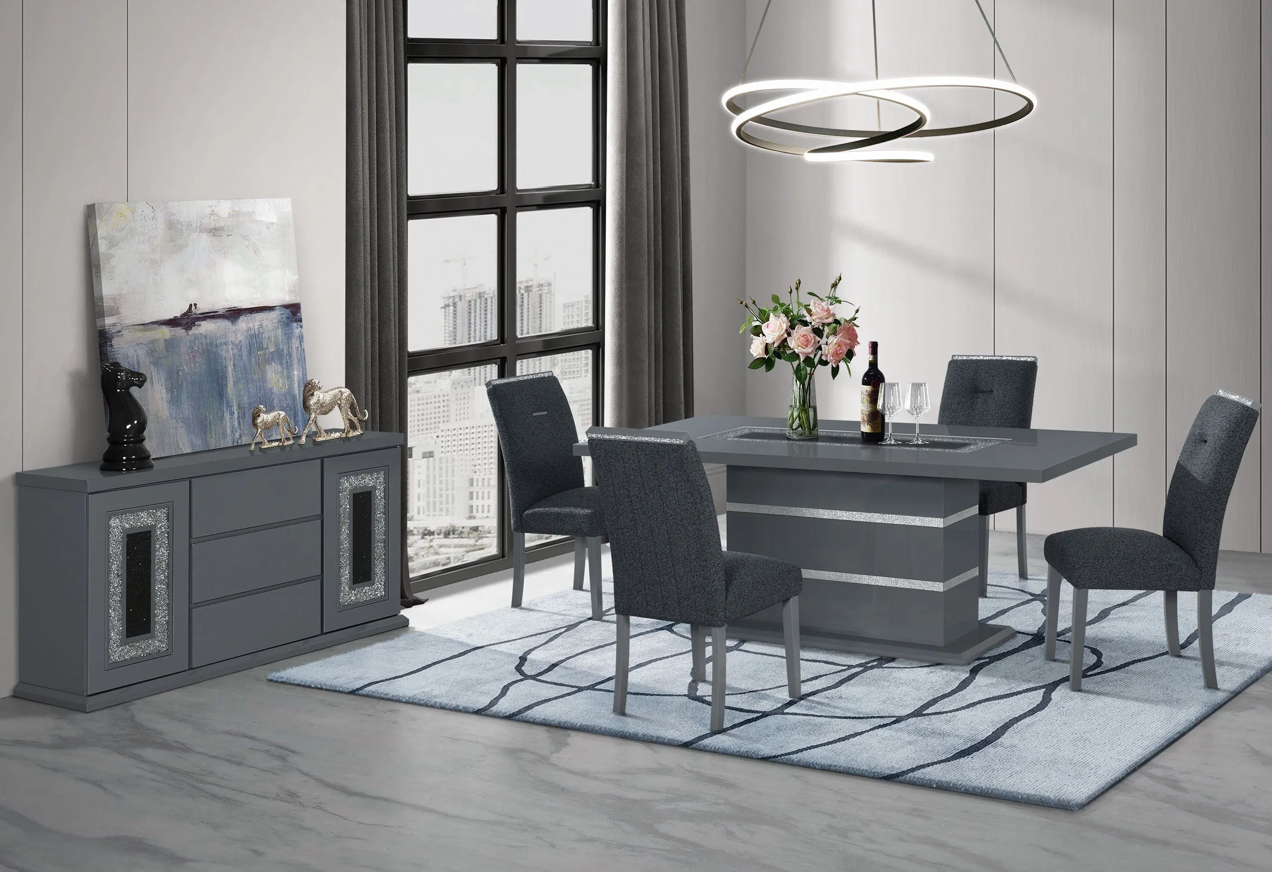 Ariya - Dining Table And Chair Set - Dark Gray by Couch.com