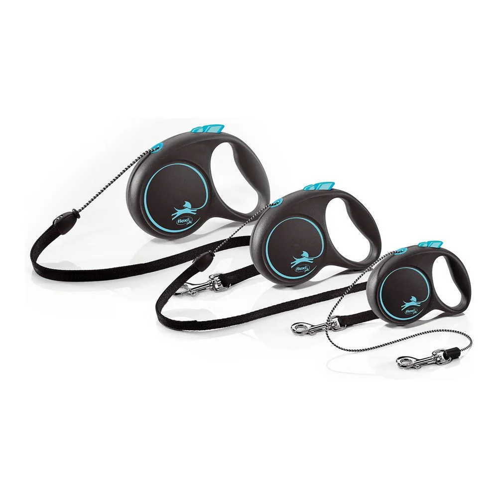 Dog Lead Flexi Black Design Silver Xs