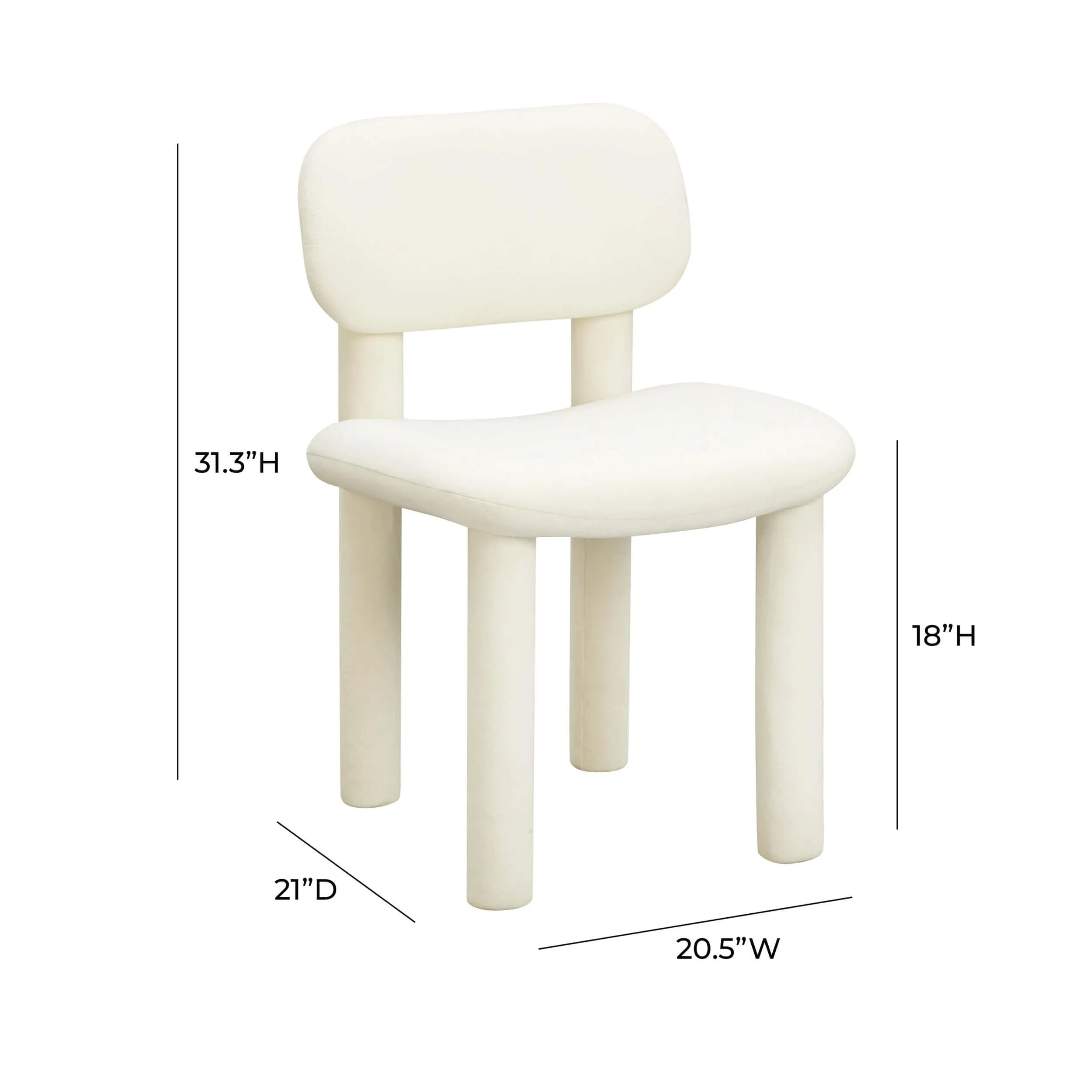 Elise Dining Chair, Ivory, Set of 2