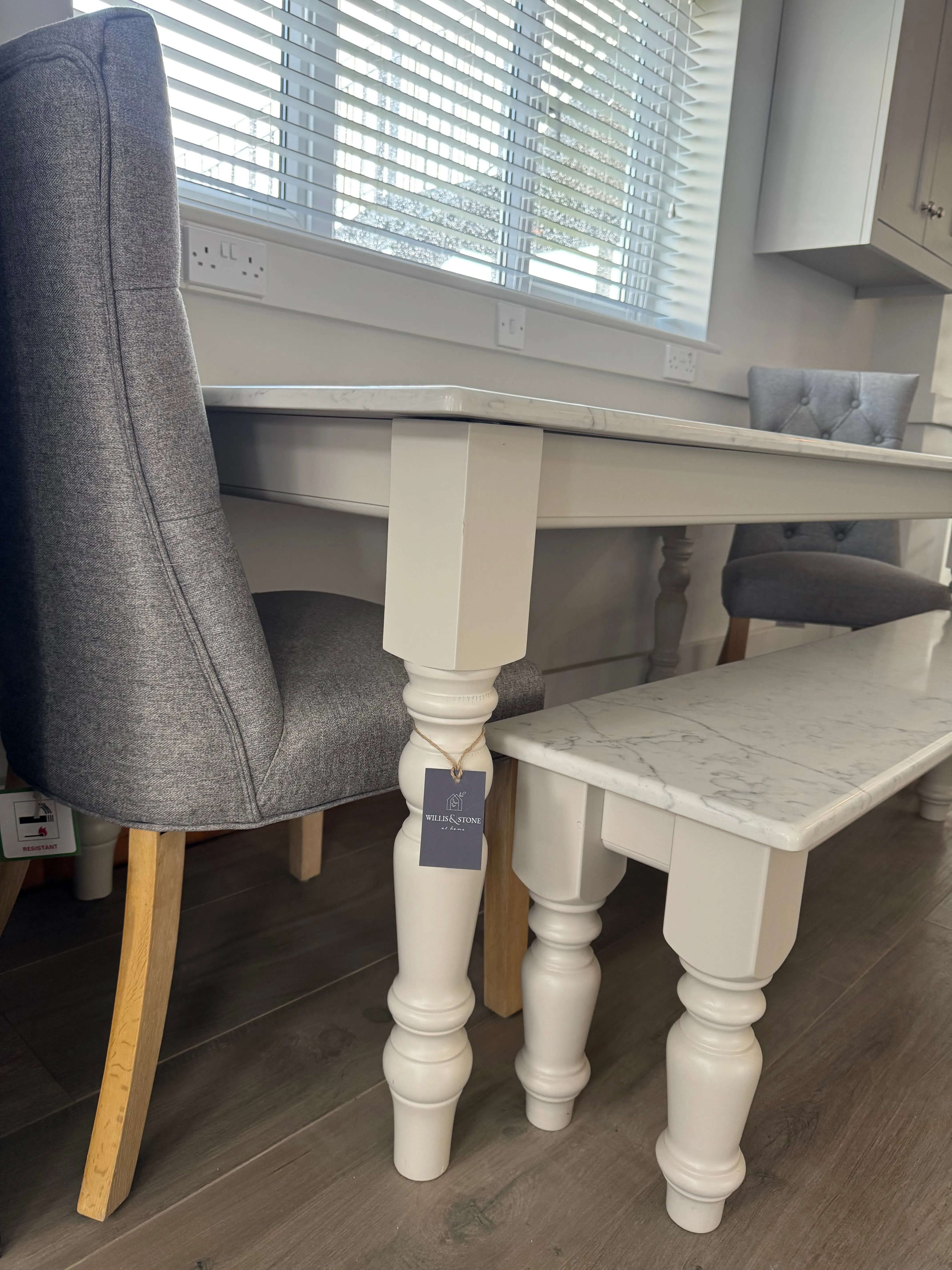 EX DISPLAY Quartz Dining Table with bench