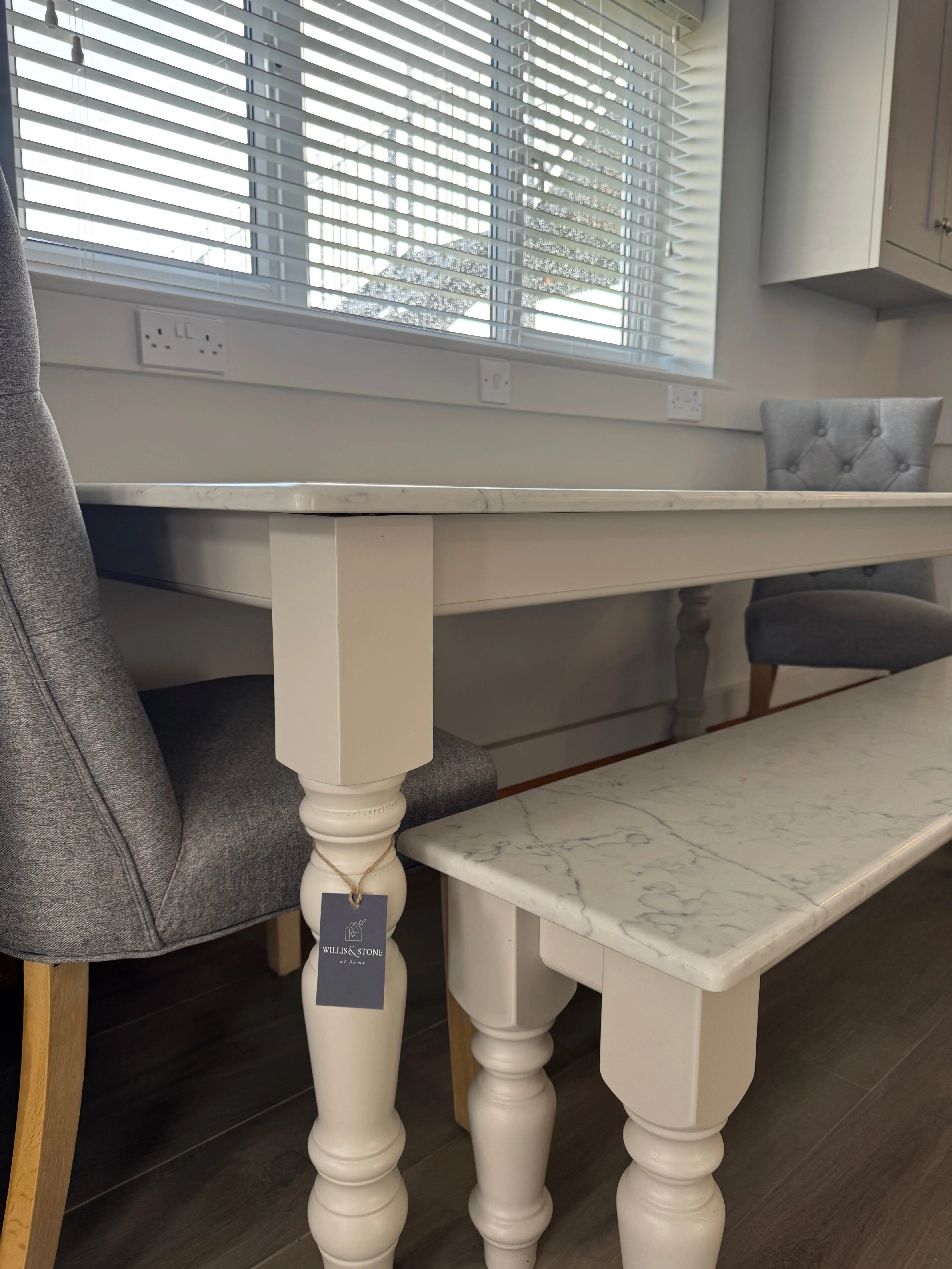 EX DISPLAY Quartz Dining Table with bench