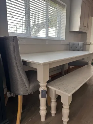 EX DISPLAY Quartz Dining Table with bench
