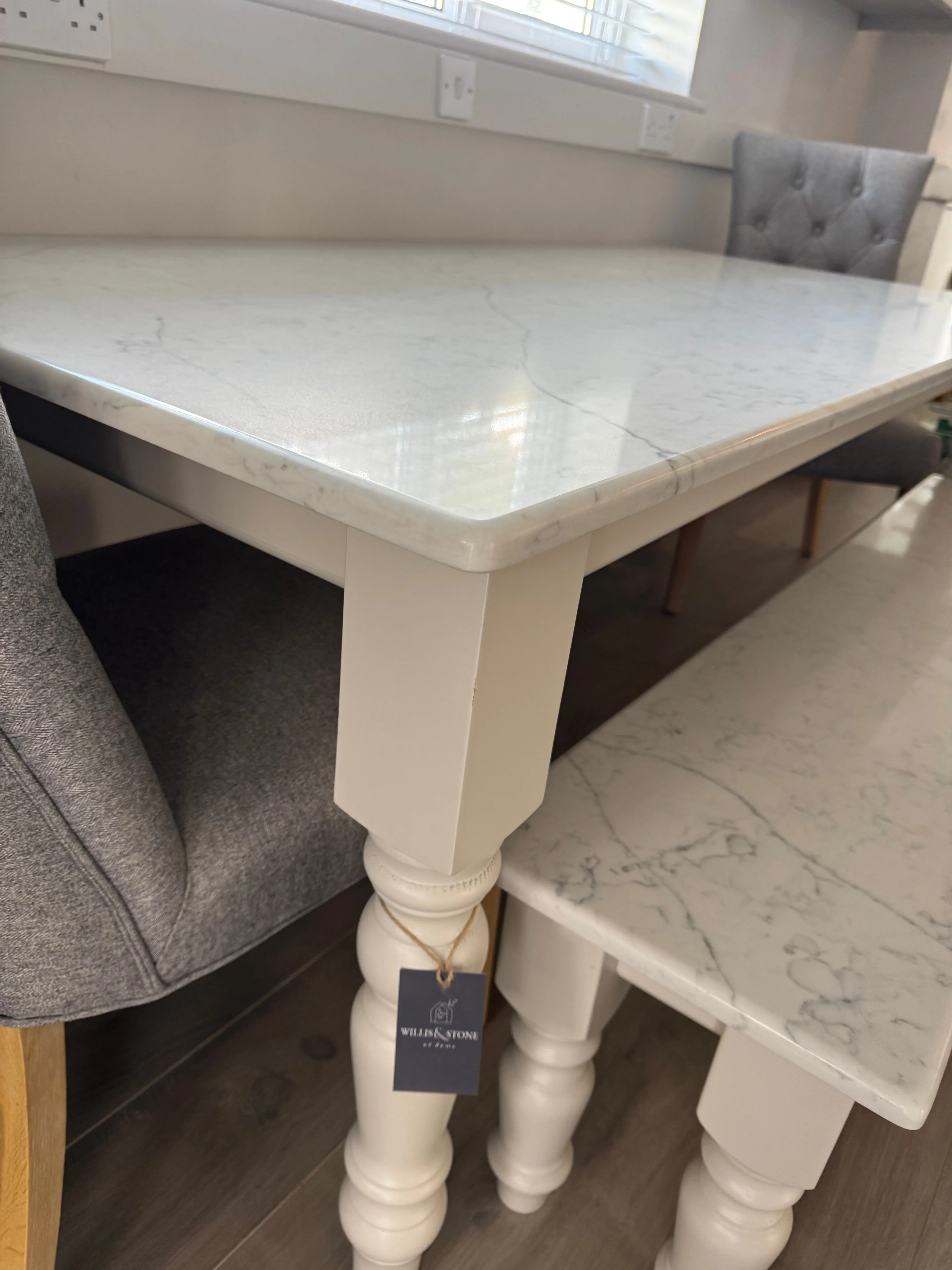 EX DISPLAY Quartz Dining Table with bench