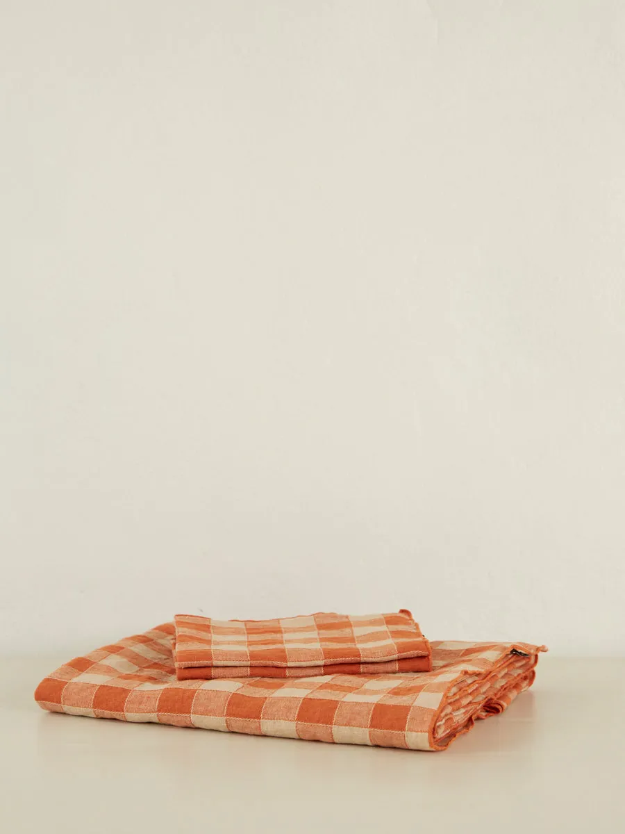 Gingham Linen Napkin | Marmalade | Set of 2