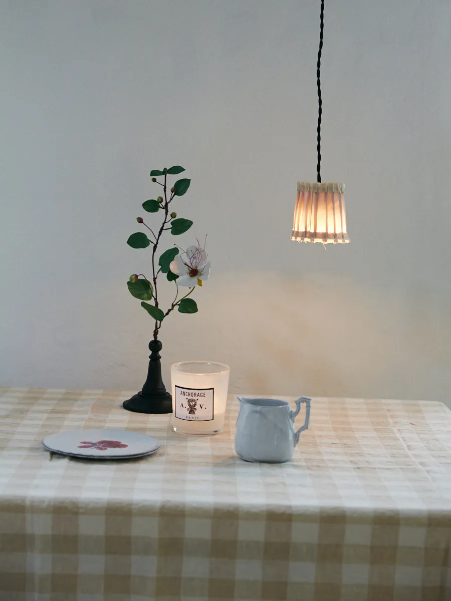 Gingham Linen Table Cloth Square | Crme