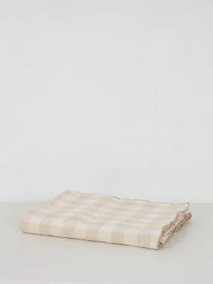 Gingham Linen Table Cloth Square | Crme