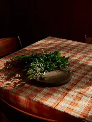 Gingham Linen Table Cloth Square | Marmalade