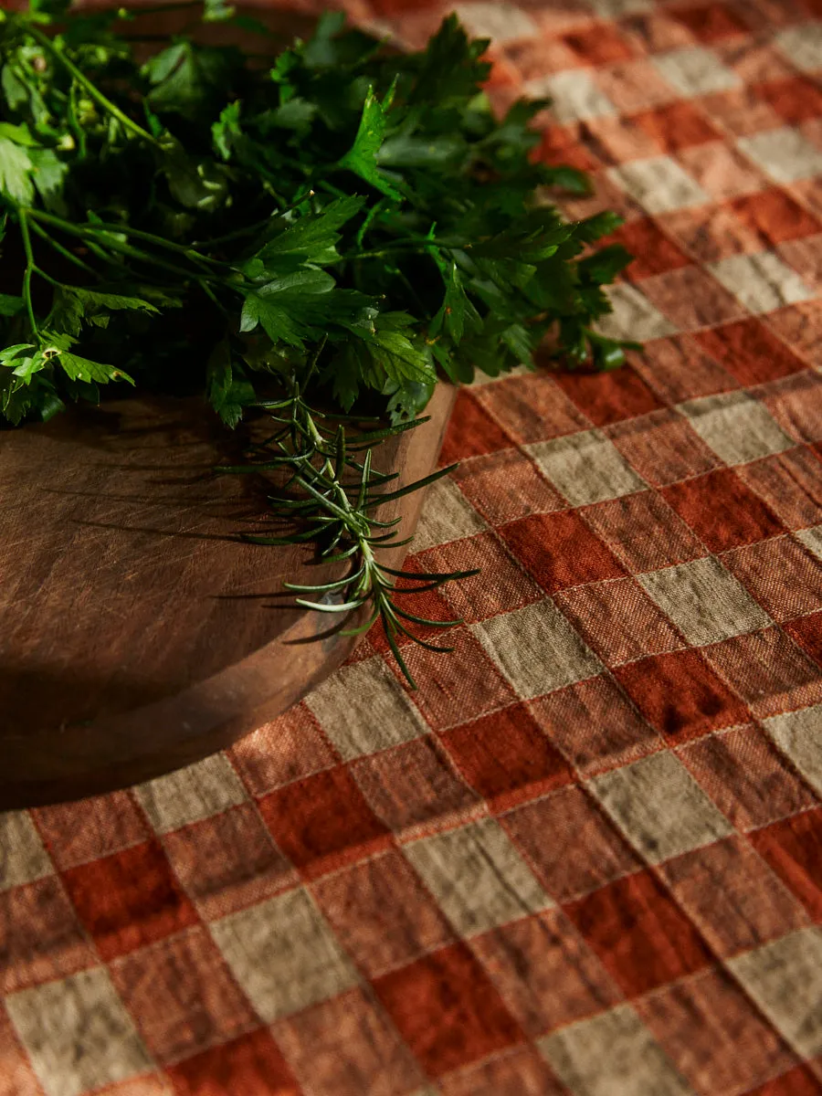 Gingham Linen Table Cloth Square | Marmalade