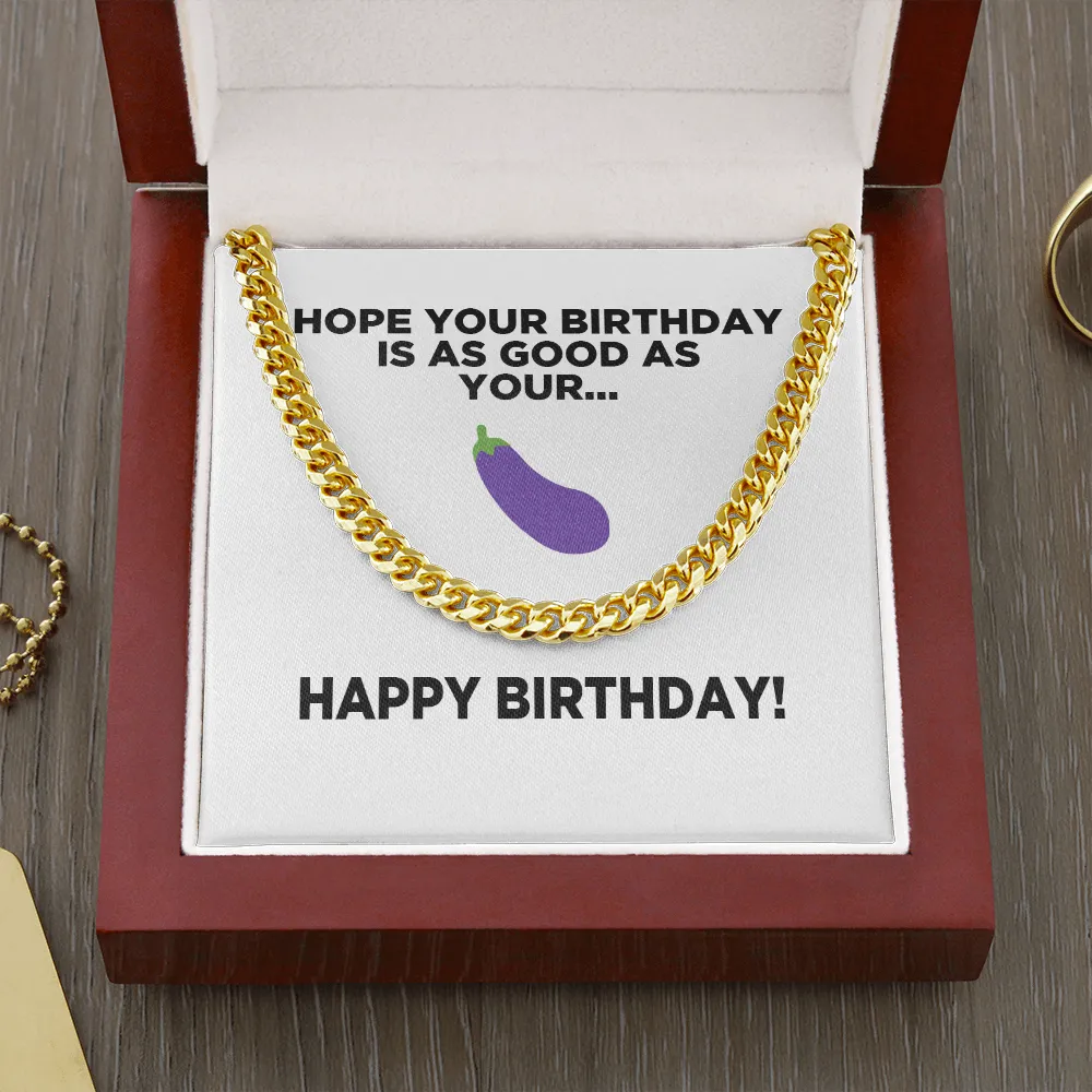 Good Eggplant | Happy Birthday | Cuban Link Chain Necklace