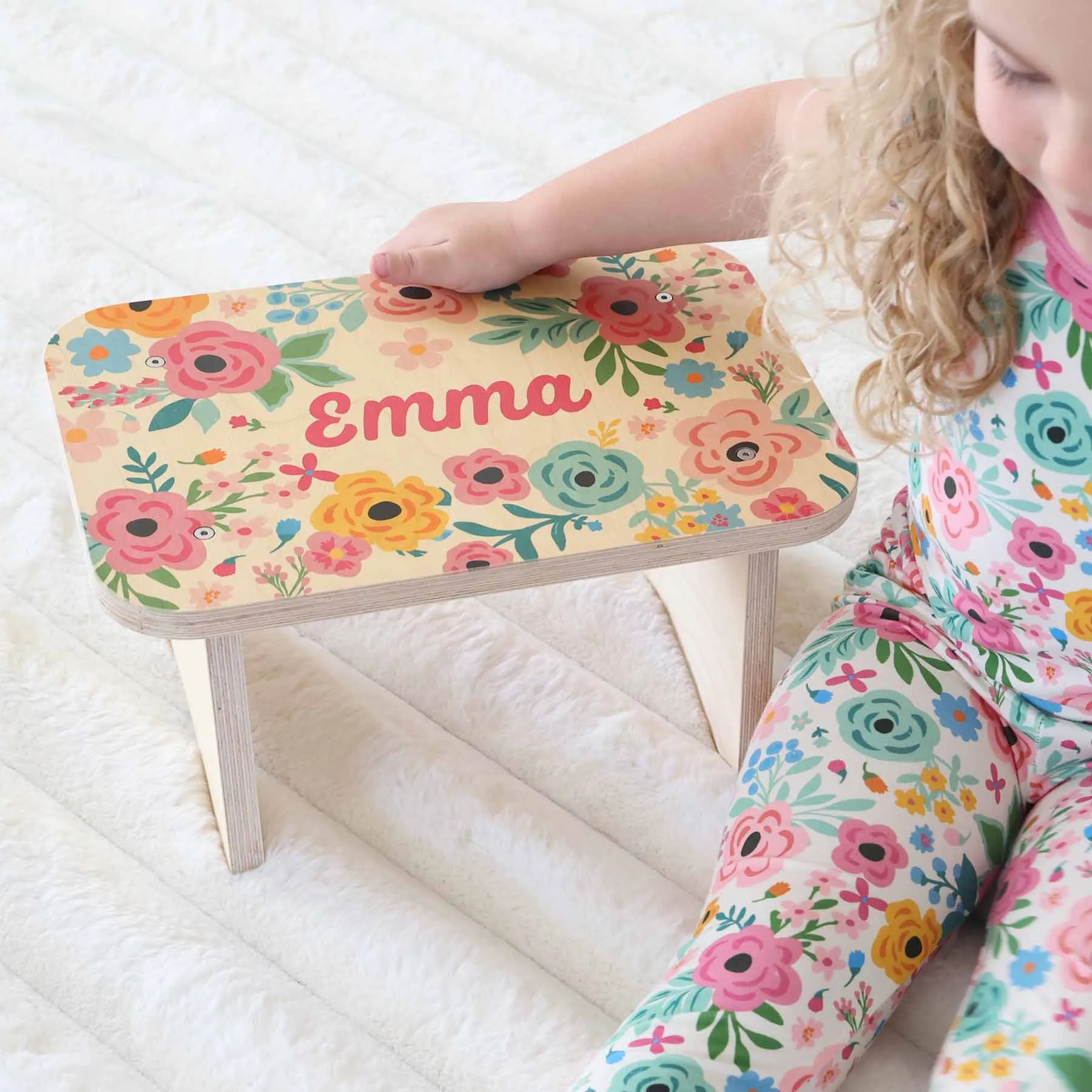 Kids Personalized Step Stool | Pretty Poppies