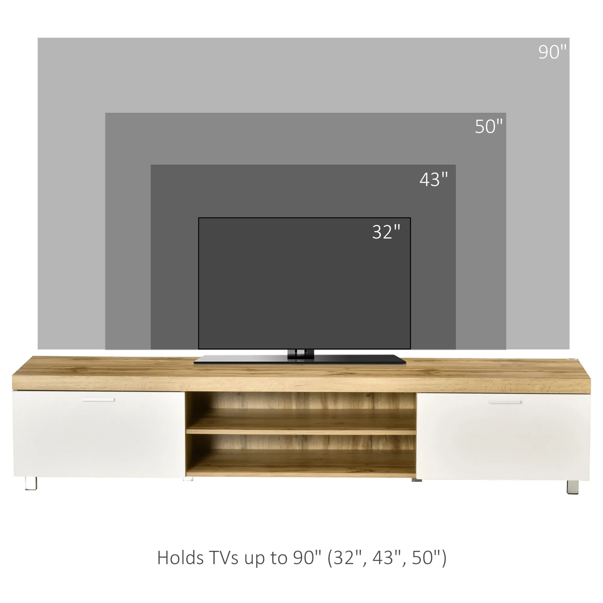 Modern TV Unit, TV Cabinet for TVs up to 90 Inches,  Entertainment Center with Drawer Shelf for Living Room, Bedroom, Oak and White