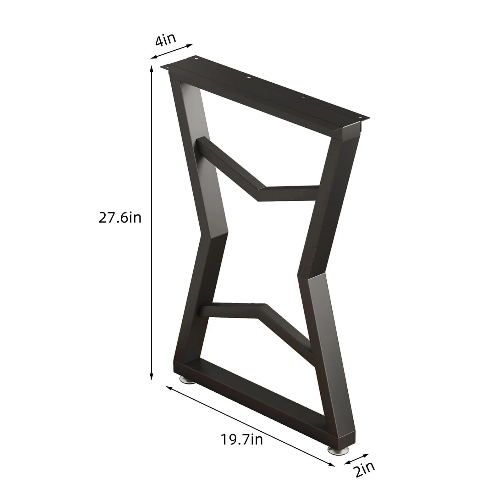 POLUNCA Black Metal Desk Legs, Industrial Modern High Coffee Table Legs, Bench Chair Base,Set of 2（28" H x19.7W）